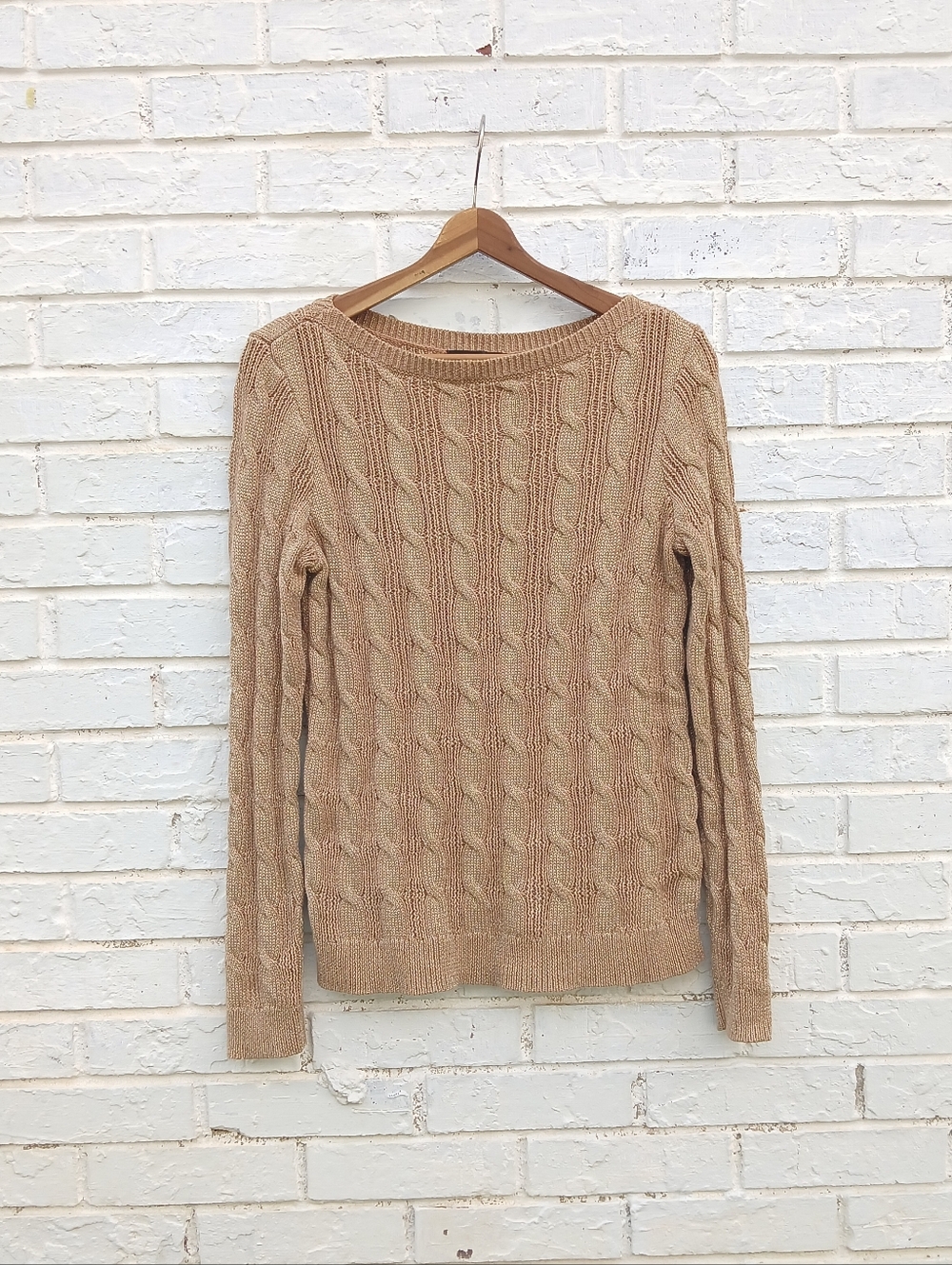 Lauren Ralph Lauren Black Label Cable Knit Boatneck Metallic Sweater - Picture 2 of 6